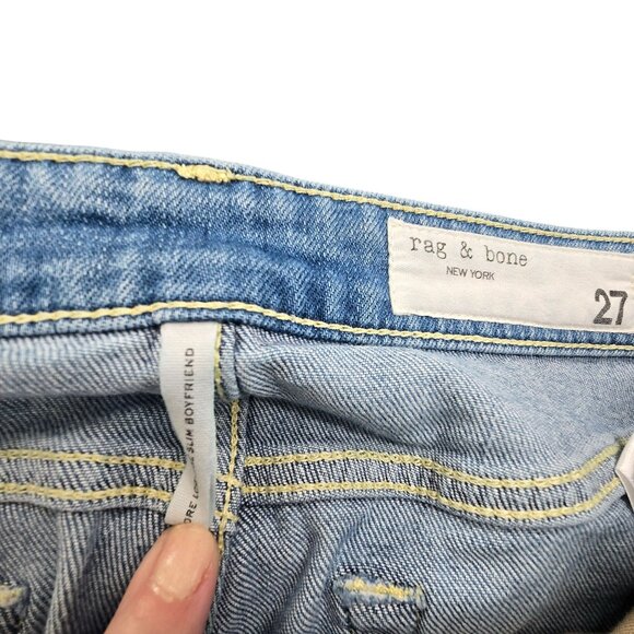 Rag & Bone Jeans Boyfriend Light Wash Distressed Raw Hem Womans Size 27 VL1019 - Picture 5 of 12